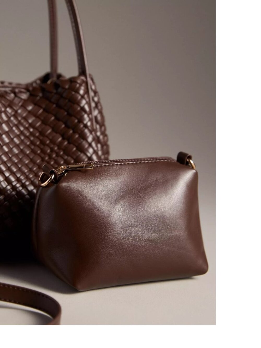 Anthropologie Hollace Tote: Woven Mini Edition chocolate color new - Picture 2 of 5